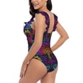thumbnail image 4 of Goofa Indian Mandalas Dragonfly Print Women's Ruffled One Piece Swimsuit V Neck, 4 of 7