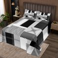 thumbnail image 2 of Erosebridal Geometry Lines Coverlet Set King,Patchwork Rectangle Bedding Set,Stripe Bedroom Decor,Breathable,3 Pieces, 2 of 5