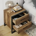thumbnail image 6 of Dextrus Nightstand End Side Table with 2 Drawers and Metal Frame for Bedroom Living Room, Brown and Black, 6 of 8