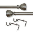 thumbnail image 3 of PowerSellerUSA Decorative Telescopic Metal Curtain Rod, 66 to 120 Inches Contemporary Round PVC Finials, Ultra Durable Brackets 3/4 Inch Diameter Drapery Rod for Window Treatment, Dark Nickl-Geometric, 3 of 4