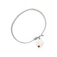 thumbnail image 2 of 7 1/4 inch Oval Eye Hook Bangle Bracelet w/ Heart medal charm w/ July Red Swarovski Crystal, 2 of 3