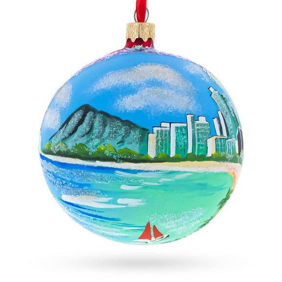 Honolulu, Hawaii Glass Ball Christmas Ornament 4 Inches