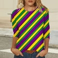 thumbnail image 6 of Cadancy Mardi Gras Womens Shirt Holiday 3/4 Sleeve Pullover Crewneck Tunic Tops Carnival Mask Print Funny Rave Party Blouse Loose Trendy Casual Outfits, 6 of 6