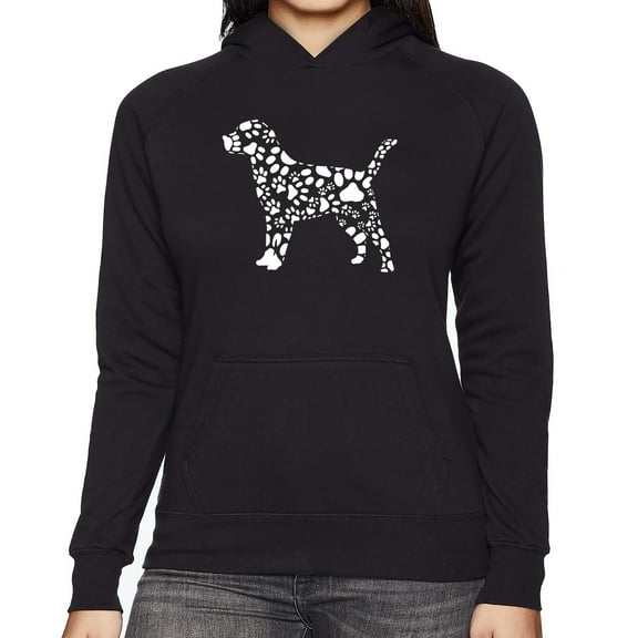 Women's Word Art Hooded Sweatshirt - Dog Paw Prints