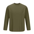 thumbnail image 6 of ZCFZJW Big and Tall Sweatshirts for Men Fall Winter Long Sleeve Crewneck Basic Workout Tees Shirt Casual Solid Color Pullover Tops Army Green XXXL, 6 of 6