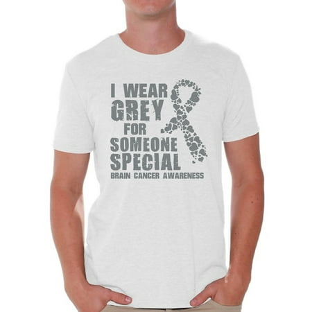 Awkward Styles Men's I Wear Grey for Someone Special Graphic T-shirt Tops Brain Cancer