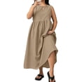 thumbnail image 3 of Elvqul Dresses for Women Elbow-Length Crewneck Womens Dresses Plus Size Plain Pullover Long Dresses Trendy, 3 of 8