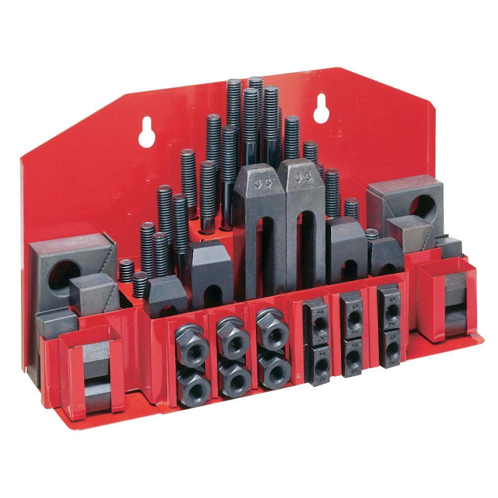 RDGTOOLS 52PC 5/8" T-SLOT CLAMPING KIT WITH 1/2" STUD CLAMPS STEP BLOCKS T NUTS 