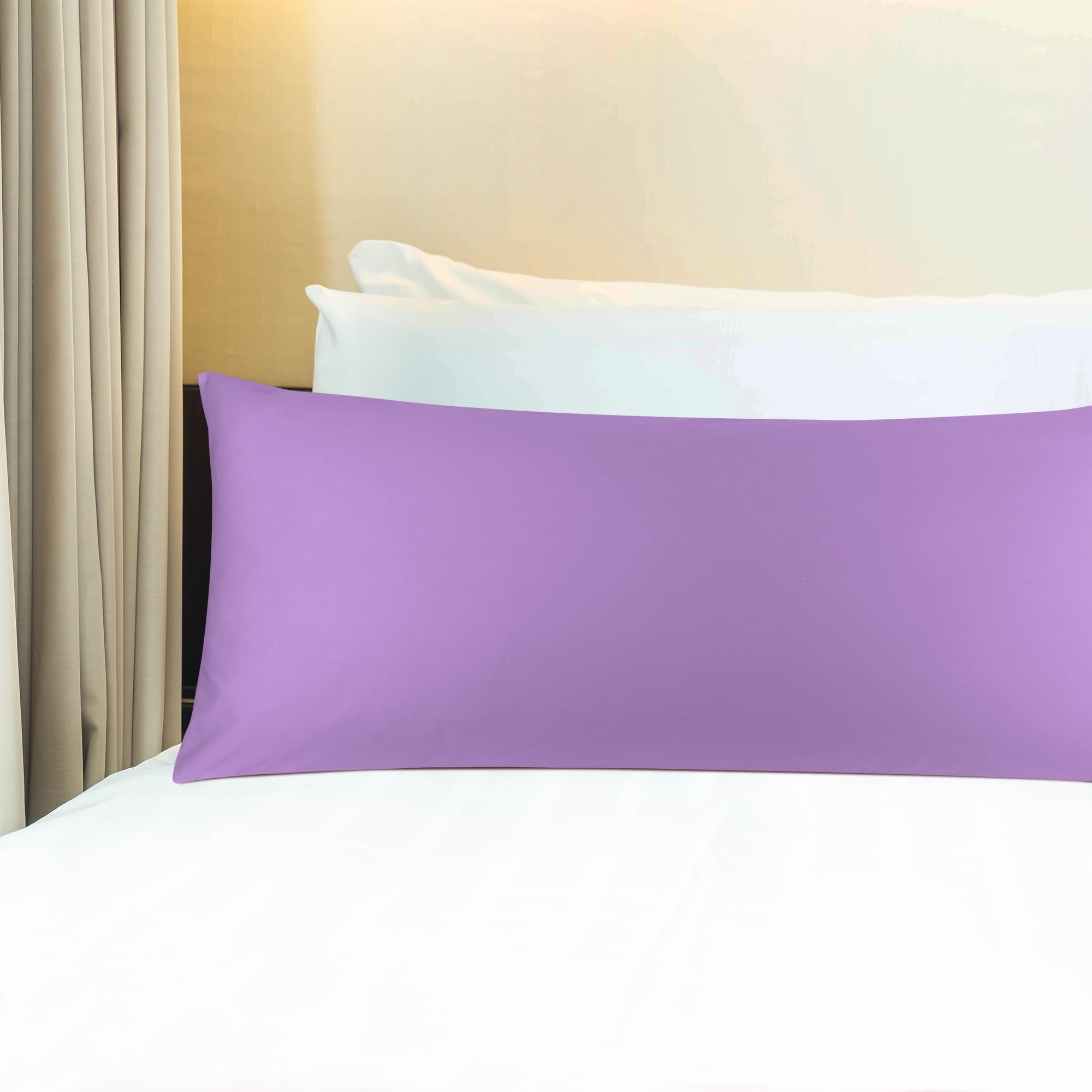 3 Pack Breathable Egyptian Cotton Body Pillow Covers, 20" x 72", Lilac Purple