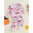 thumbnail image 3 of Suealasg Baby Girls Halloween Outfits Set 6M 12M 18M 2T 3T Toddler Girls Long Sleeve Print Sweatshirt+Long Pants 2Pcs Halloween Clothes for Kids Girls, 3 of 8