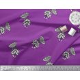 thumbnail image 3 of Soimoi Purple Crepe Silk Fabric Floral & Insect Print Sewing Fabric BTY 42 Inch Wide, 3 of 3