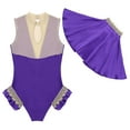 thumbnail image 6 of Zaldita Women's Princess Drama Show Costume Deep V Mesh Splice Leotard Bodysuit with Cape Outfit Purple XXL, 6 of 7