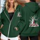 thumbnail image 2 of WILLBEST Sudadera Deportiva para Mujer Ladies' Christmas Printed Zipper Long Sleeved Pocket Adjuststring Casual Hooded Sweatshirt 1745 XX-Grande, 2 of 8