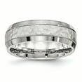 thumbnail image 1 of Acier Inoxydable Brossé et Poli Martelé Bague de Bande de 7,50 Mm 12 Taille, 1 of 6