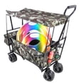 thumbnail image 2 of Collapsible Wagon Folding Garden Cart w/Removable Canopy, Heavy Duty Extra Large Portable Camping Beach Utilit Cart w/Adjustable Push Pull Handle, 6.3" Wide All-Terrain Wheel for Shopping Picnic, 2 of 9