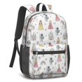 thumbnail image 2 of Princess and Knight White Pattern 17" Waterproof Oxford School Backpacks for Teens, S-Shape Padded Straps, for School, Travel, Hiking, Camping, 2 of 5