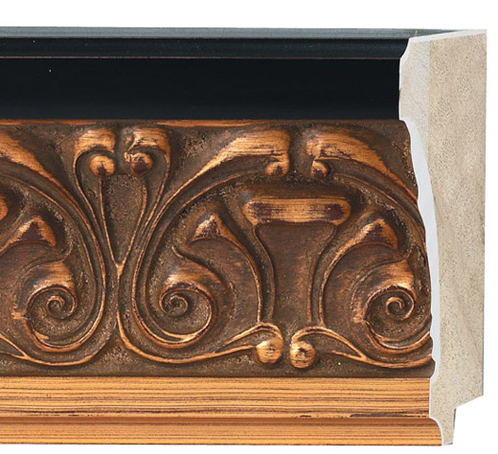 Picture Frame Moulding (Wood) Ornate Gold Finish 4.375" width 5/8