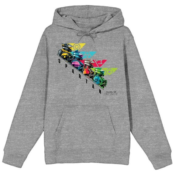 Halo Infinite Four Soldiers Long Sleeve Athletic Heather Adult Hooded Sweatshirt