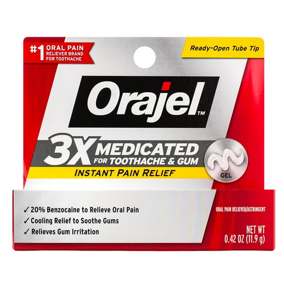 Orajel Instant Double Medicated Toothache Relief Gel, 0.42 oz (2 pack)