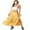 Yellow, variant on Women's Juniors Smocked Waist Broomstick Boho Skirt (Rust, Medium)