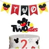 Mickey Two Banner High Chair Banner Oh Twodles Cake Topper for Boy Girl Mickey Twodles Birthday Decorations Party Supplies