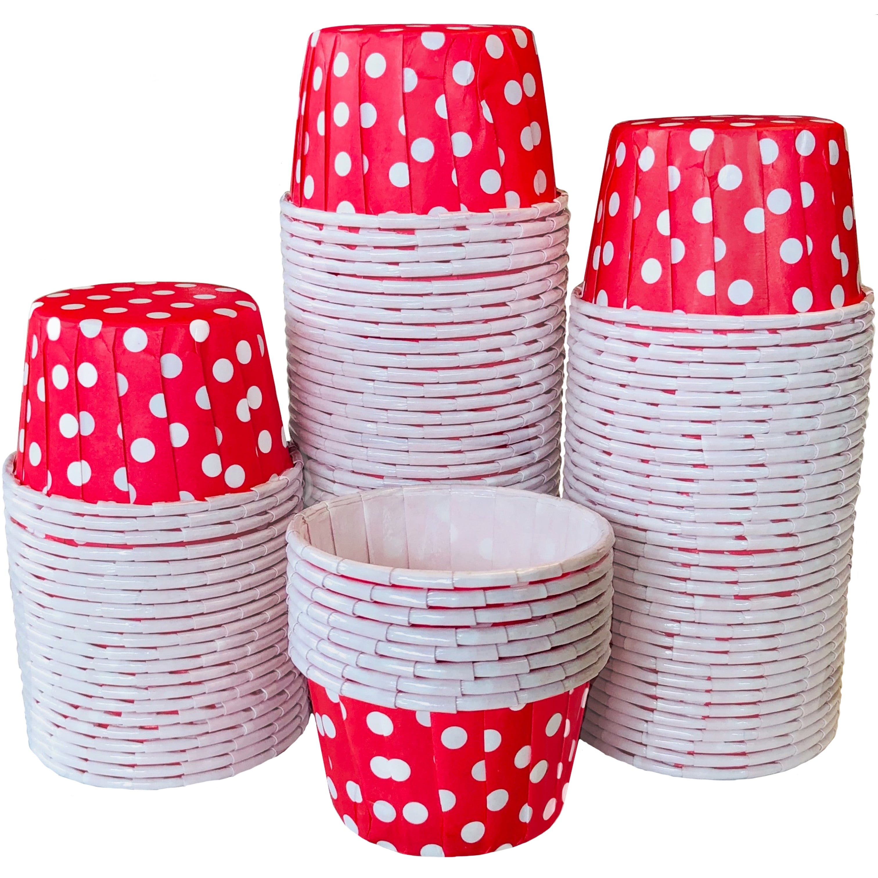 100 Red and White Paper Candy Nut Cups Mini Baking Liners