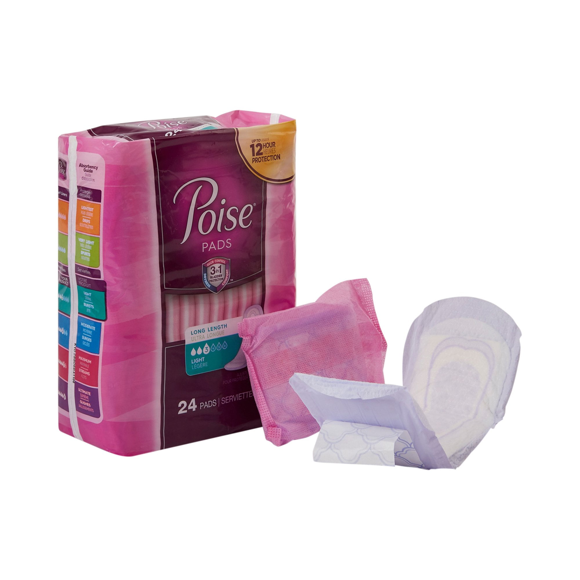 4 x 24 PACKS) Poise Incontinence Pads, Liners, Light Absorbency, Long, 96  ct ✓
