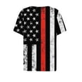 thumbnail image 4 of Lilgiuy 4th of July Tops for Women Short Sleeve V Neck 2024 Summer Casual T Shirt Tee Trendy American Flag Star Print Button Basic Pullover Blouses (Black,2XL), 4 of 5