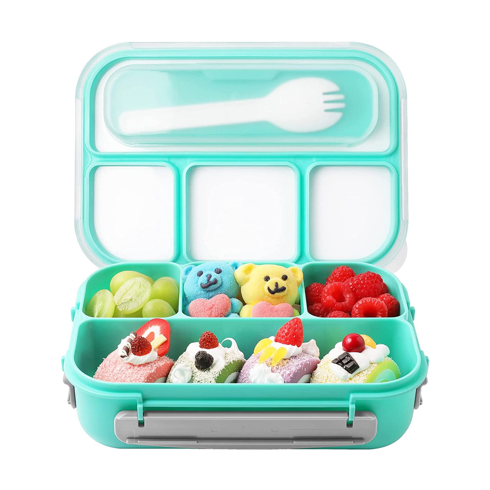  FOOYOO Plastic Bento Lunch Boxes for Kids - Big Kids Lunch  Containers for School, Portable Silicone Toddler Lunch Box, Travel To-Go  Food Container 4 Compartments Meal Prep Removable Divider(Blue): Home 