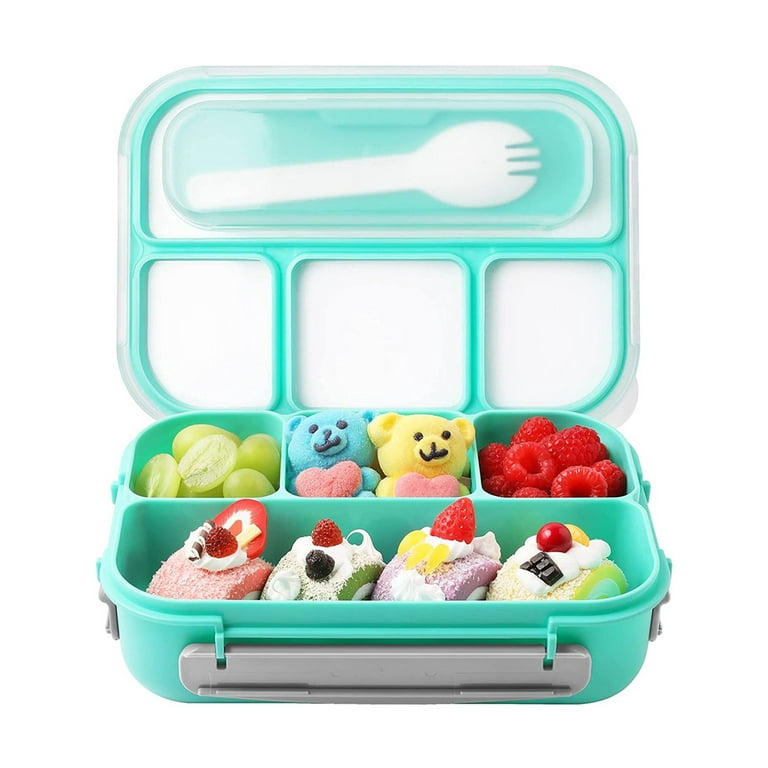 Lehoo Castle Bento Lunch Box for Kids with 4 Compartments,1300ml Lunch  Containers with Sauce Jar, Spoon&Fork, Durable, Leak Proof, BPA-Free and