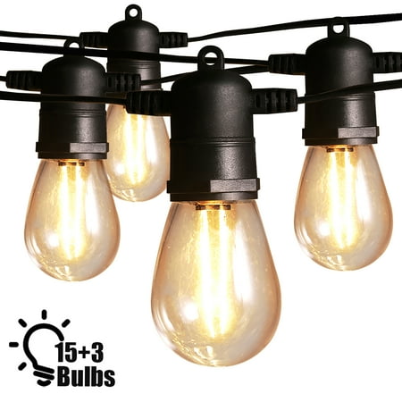 

Docooler LEDs Outdoor 14.6m48ft 15 Bulbs with 3 Replaceable Bulbs S14 Shatterproof Globe Bulbs IP65 -resistant for Garden for Inside Outside Decoration Wedding Party Backyard