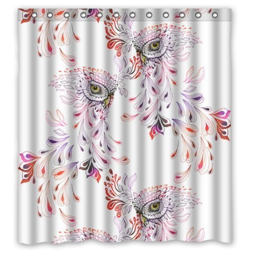 HelloDecor Owl Bird Shower Curtain Polyester Fabric Bathroom Decorative