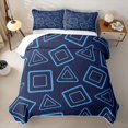 thumbnail image 2 of Castle Fairy Minimalism Outlined Shape Quilt King 3 Pieces,Abstract Triangle Border King Coverlet Set,Sky Blue Navy,1 Bedspread and 2 Pillowcases, 2 of 7