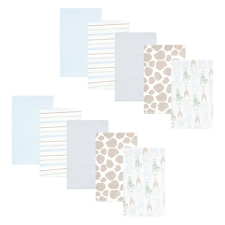 Hudson Baby Cotton Flannel Burp Cloths 10-Pack, Modern Safari Friends, One Size