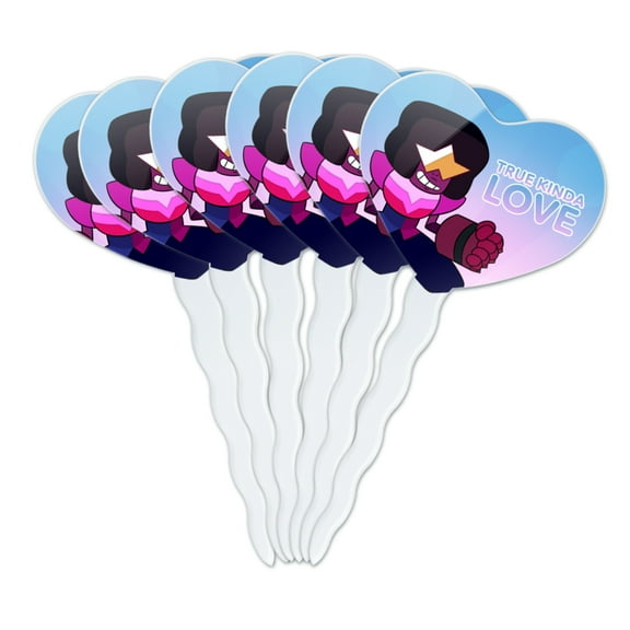 Steven Universe Garnet True Kind of Love Heart Love Cupcake Picks Toppers Decoration Set of 6