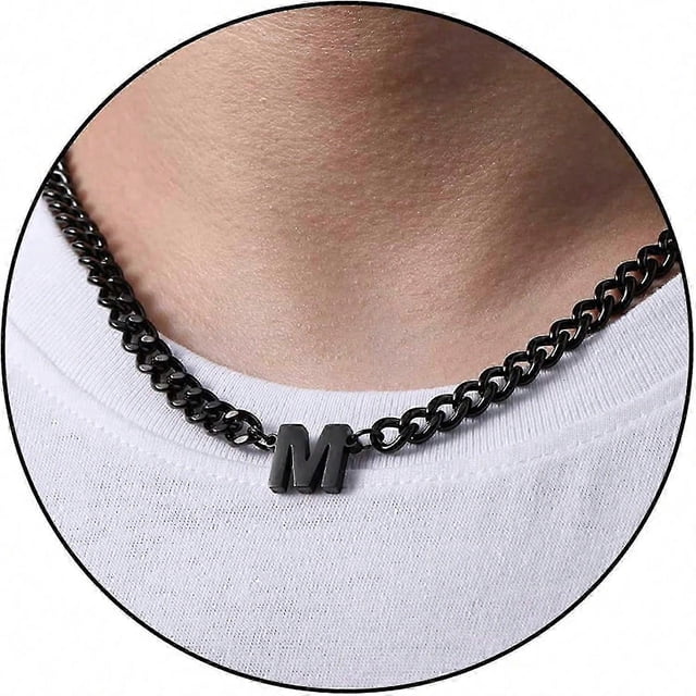 A-z N Chain Necklace For Boys Men Women Letter Pendant Less Steel 6.5mm 18+2 Inches Jewelry