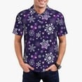 thumbnail image 2 of Cauagu Christmas Purple Snowflakes Print Men's Polo Shirts, Short-Sleeve Polo Shirts for Men Performance Golf Shirt Athletic Casual Collared T-Shirt-Medium, 2 of 8
