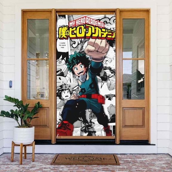 My Hero Academia Door Cover Decorated Banner Background Decorative Tapestry Holiday Party Photography (35.4″ X 72.8″)