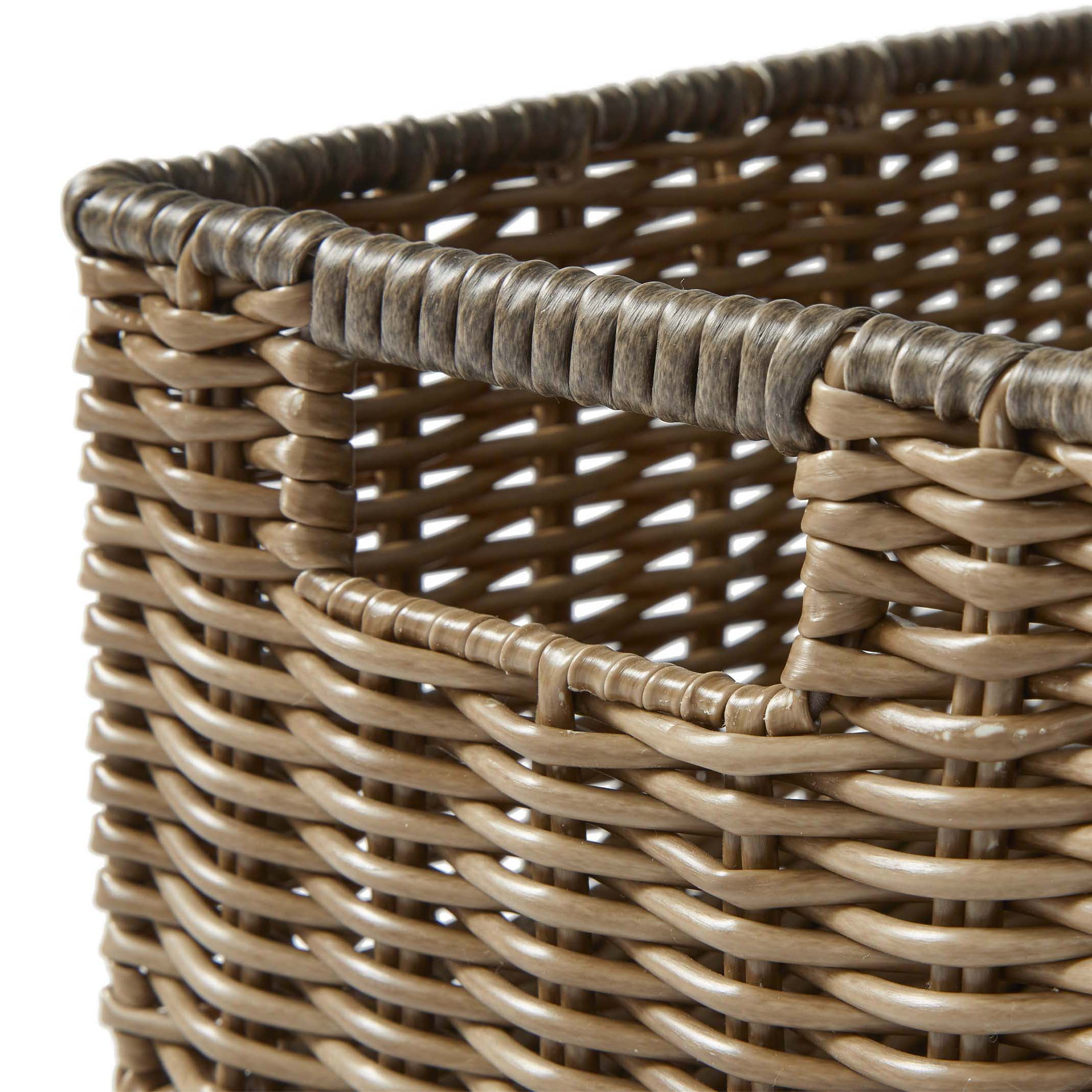 (3 pack) Better Homes & Gardens 2-Piece Poly Rattan Decorative Storage Basket Set, 13.5 in x 7.5 in x 5.5 in