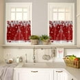 thumbnail image 6 of Christmas Kitchen Curtains and Valances Set, Rod Pocket Curtains Tier Farmhouse Window Curtains 24 Inch Length, Red Winter Pine Tree Silver Leaves Snowflake 3 Piece Kitchen Curtains Set, 6 of 6