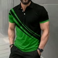 thumbnail image 2 of Men's T Shirts Golf Color Block Comfortable Casual Short Sleeve Polo Shirts Soft Breathable Fit Button Up Collared Mens Shirts Green L, 2 of 7