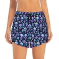 thumbnail image 2 of Fuzoiu Skull purple flower Print Women's Athletic Shorts, Double-Layer Running Shorts with Pocket,Women's Workout Shorts for Yoga, Gym, and Workouts-Medium, 2 of 7