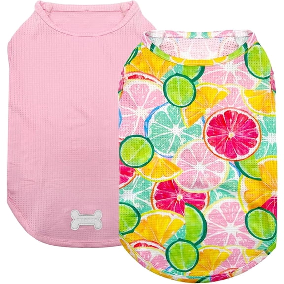 KYEESE 2 Pack Dog Shirts, Mesh Hawaiian T-Shirt for Small Medium and Large Dogs, Lemon Pink, M