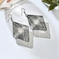 thumbnail image 4 of Grandest Birch Matte Hollow Double Layer Jewelry Rhombus Long Dangle Hook Earrings Alloy Silver, 4 of 8