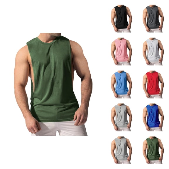 Workout Tank Tops Men Lightweight Breathable Crewneck Muscle Sleeveless Shirt Gym Bodybuilding Tanks