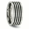 thumbnail image 4 of Acier Inoxydable Brossé en Caoutchouc Noir 10.00mm Anneau 8 Taille, 4 of 6