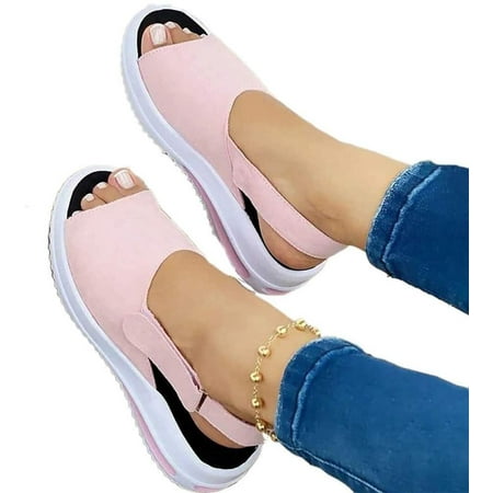 

Women s Comfy Sports Knit Sandals Thick Bottom Fish Mouth Sandals Casual Beach Comfort Open Toe Sandals