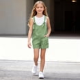 thumbnail image 4 of Lime Green Boy Girl Girl Lounge Coveralls Shortalls Shorts Rompers for Girls Faux Linen Cute Overall Straight Leg Plain Summer Fall Jumpsuits Shortalls 2026 Clothing Regular Fit 5 Years, 4 of 8