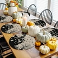 thumbnail image 4 of Halloween Round Placemats Set of 4 Castle Haunted House Witch Place Mats Washable Woven Placemat Pumpkin Bat Linen Circle Braided Table Mat for Kitchen Dining Table Holiday Party Home Decor 15 Inch, 4 of 9
