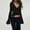 *Black, variant on ClodeEU Women's V Neck Lace Trim Long Bell Sleeve Blouse With Tie Waist,Casual Slim Fit Elegant Top Black,Women's Plus L